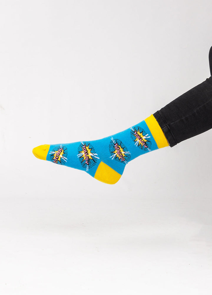 Gule og blå strømper wow