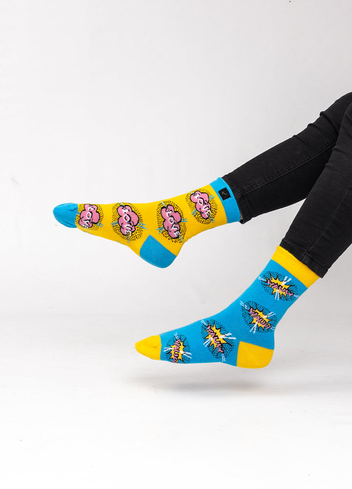 Gule og blå strømper 7