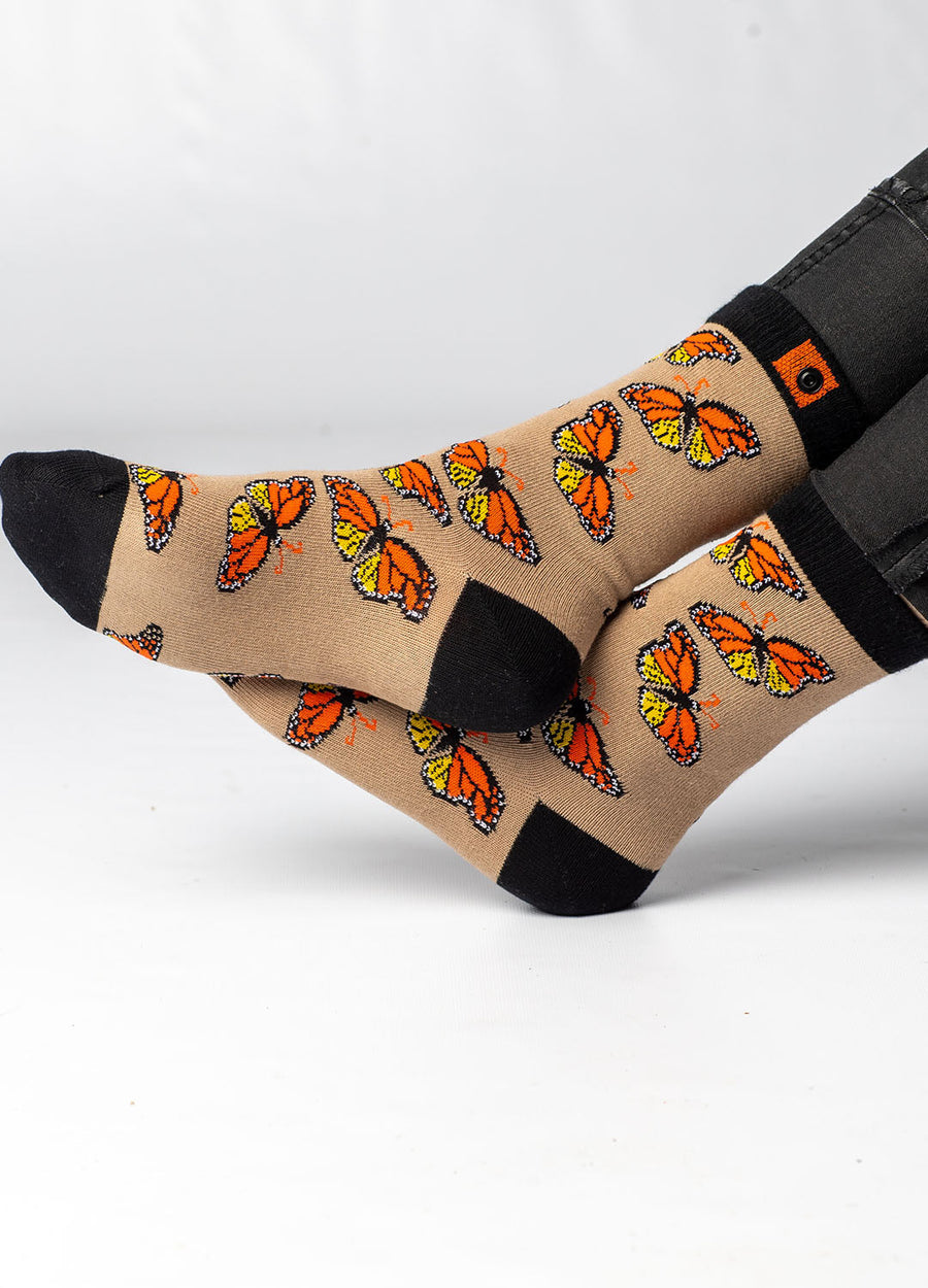 Socks with butterflys on it