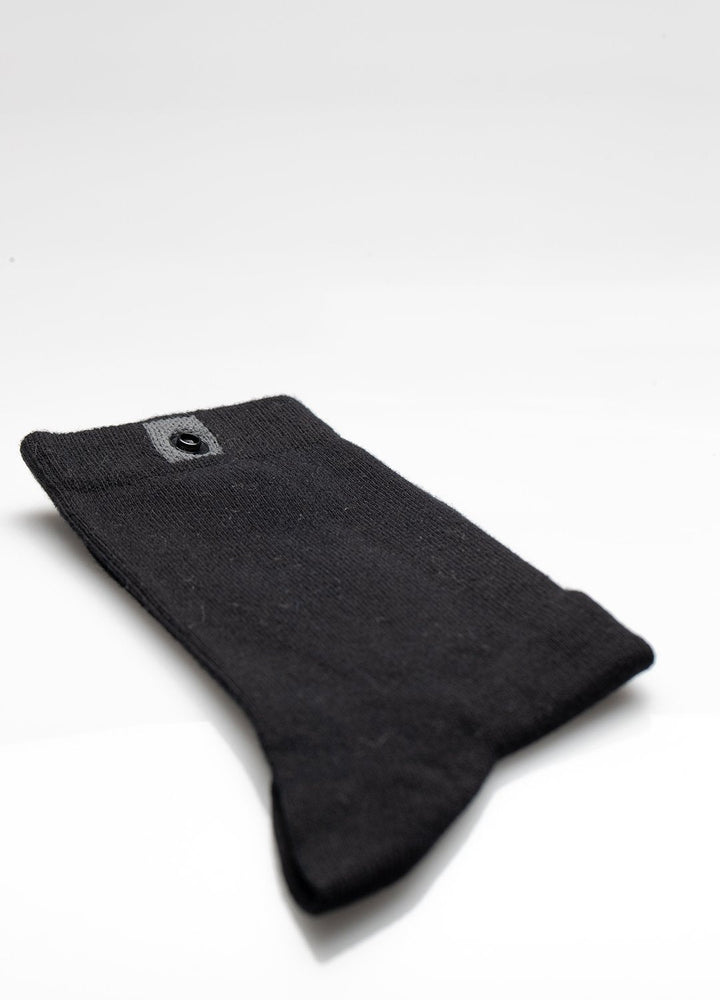Black Cotton Socks | Black Button | Size 36-41