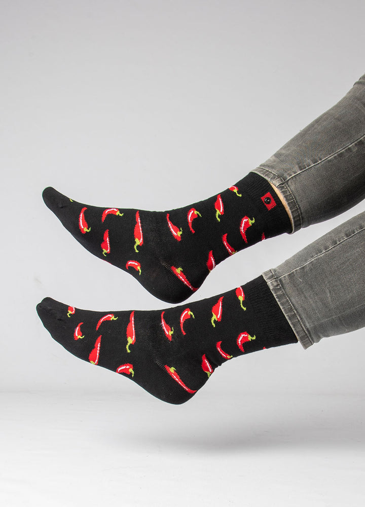 Black socks with chili on